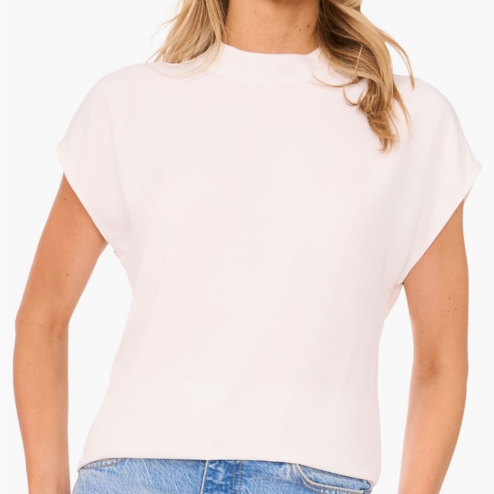 Halogen Mock Neck Cap Sleeve Top
